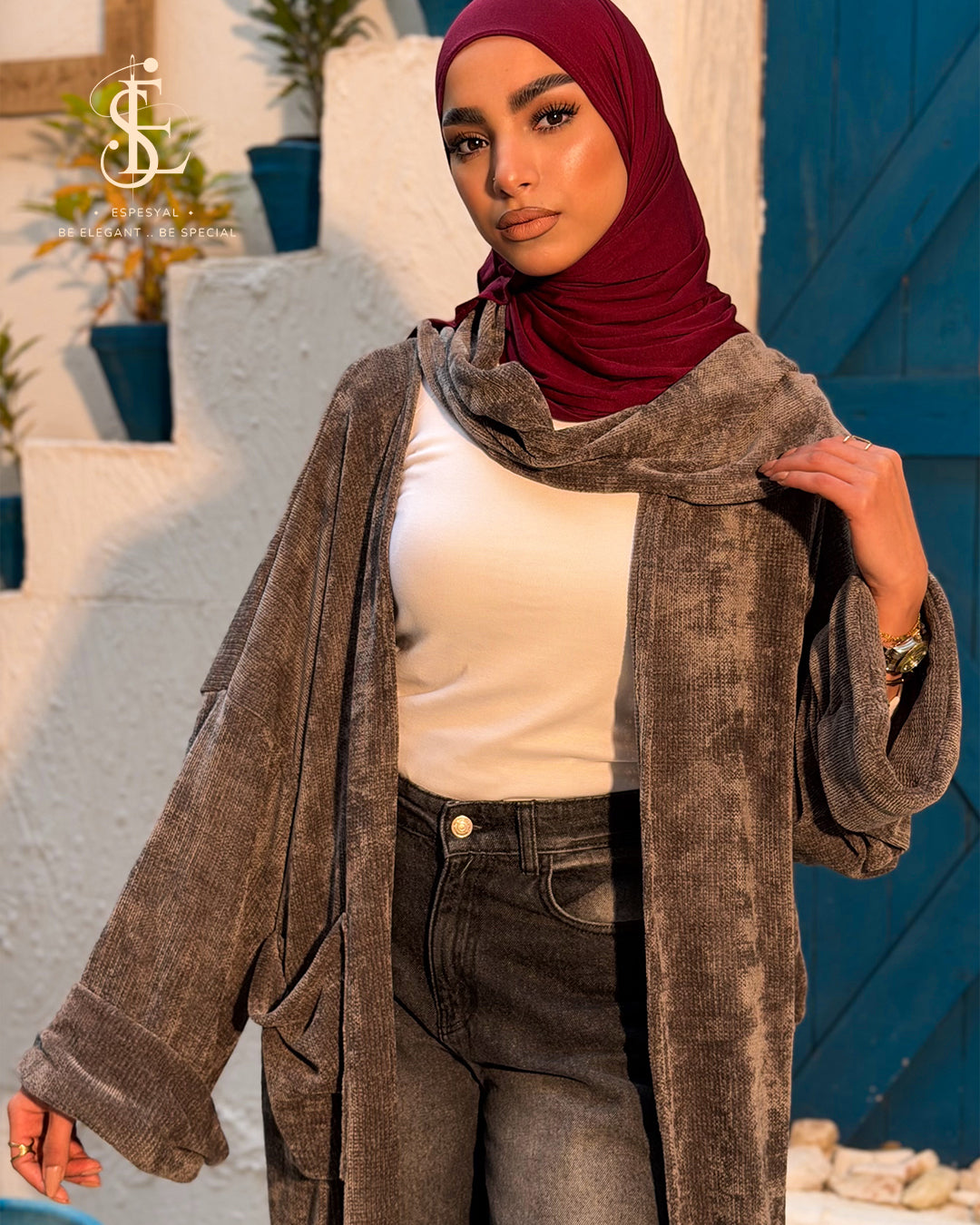 Velvet Cardigan – Gray