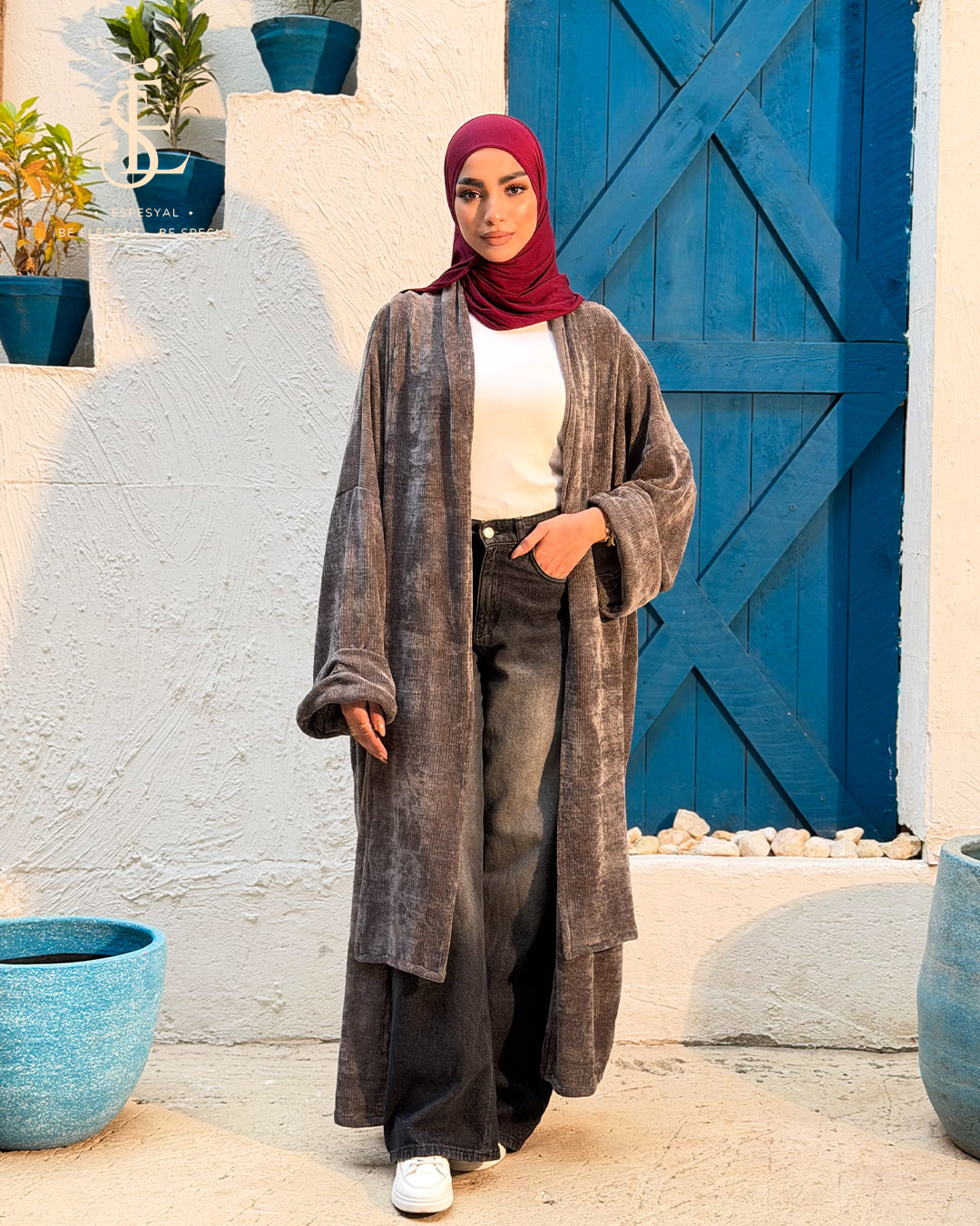 Velvet Cardigan – Gray